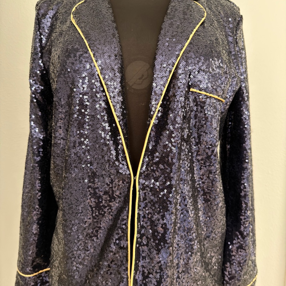 Sequin Blazer With Contrast Trim - image 3